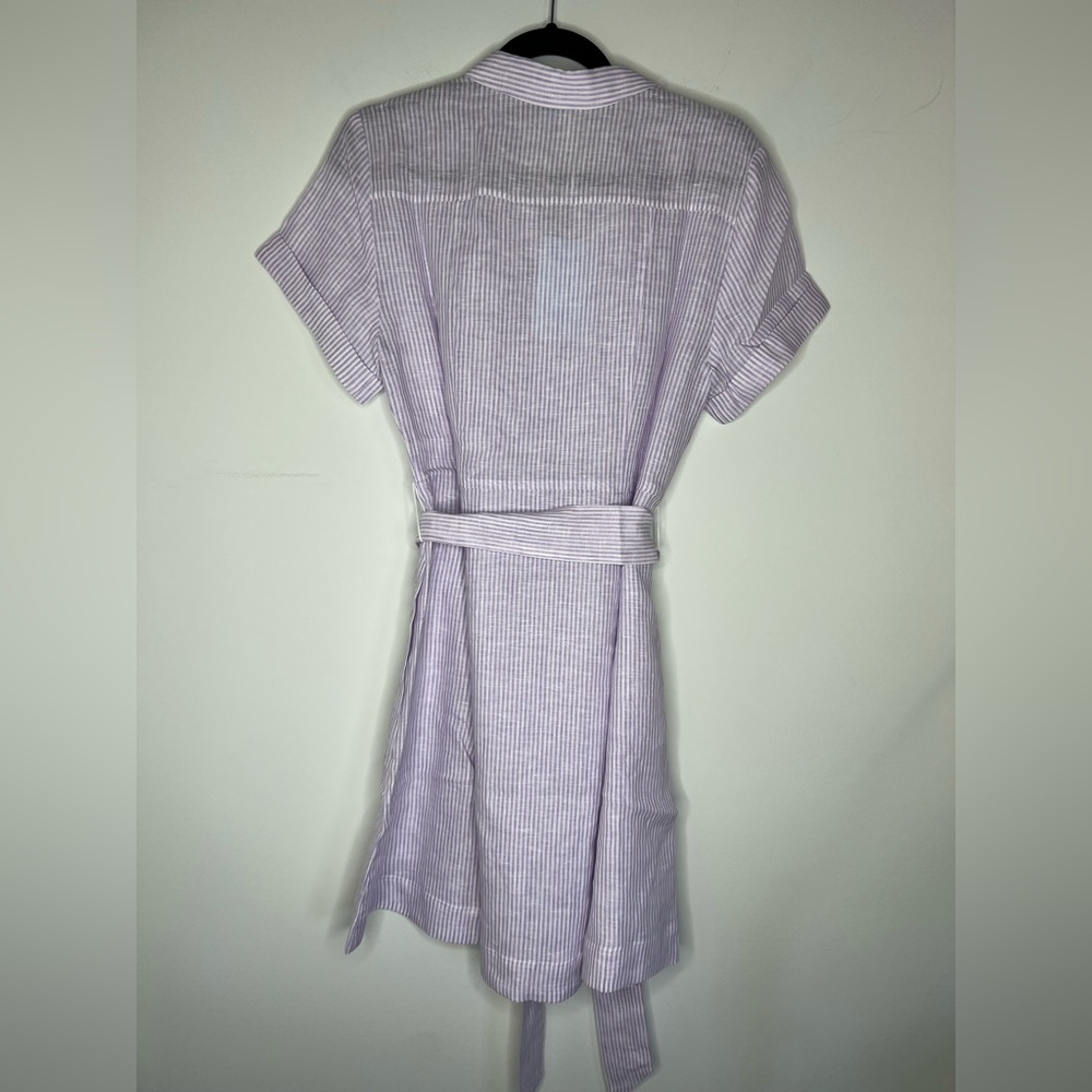 Hill House Home Lilac Purple Stripe Laura Pinstripe Linen Shirt Dress Small - Picture 4 of 8